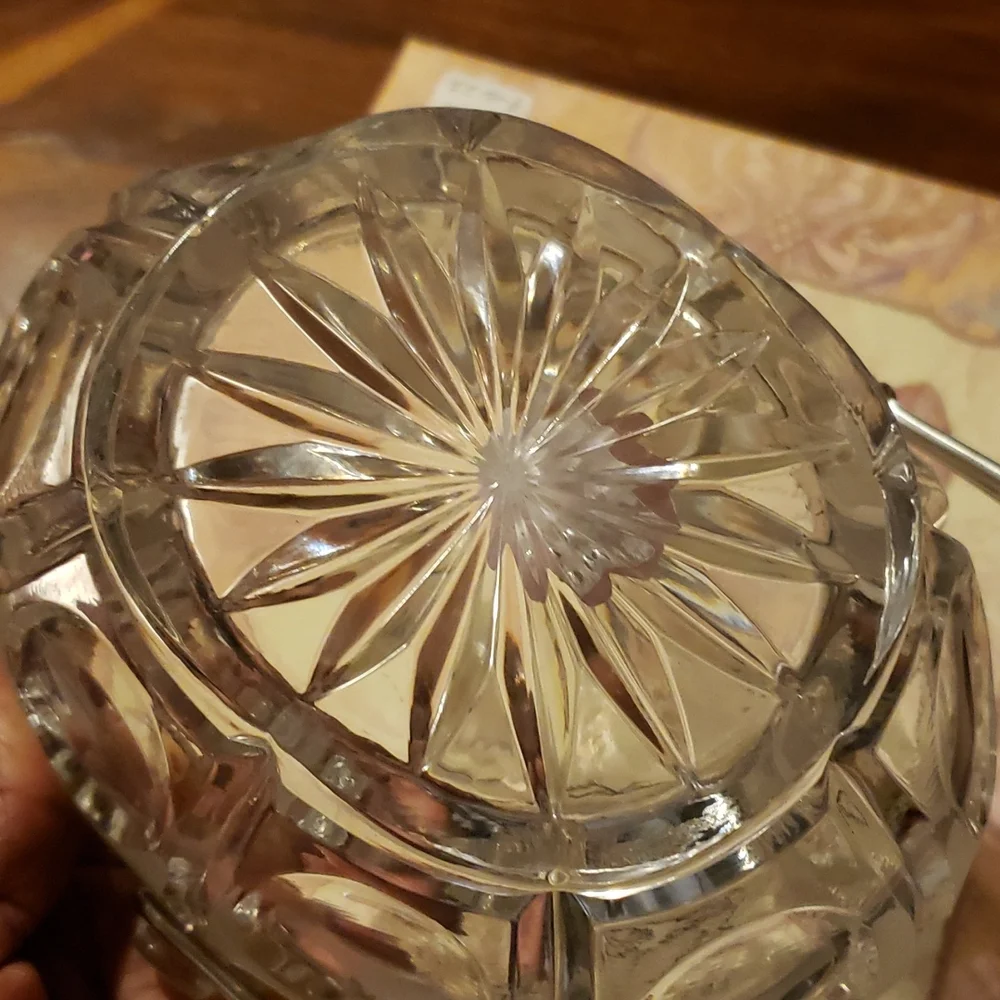 Vintage Bleikristall Lead Crystal Basket with Metal Handle West Germany Frosted - Picture 3 of 3